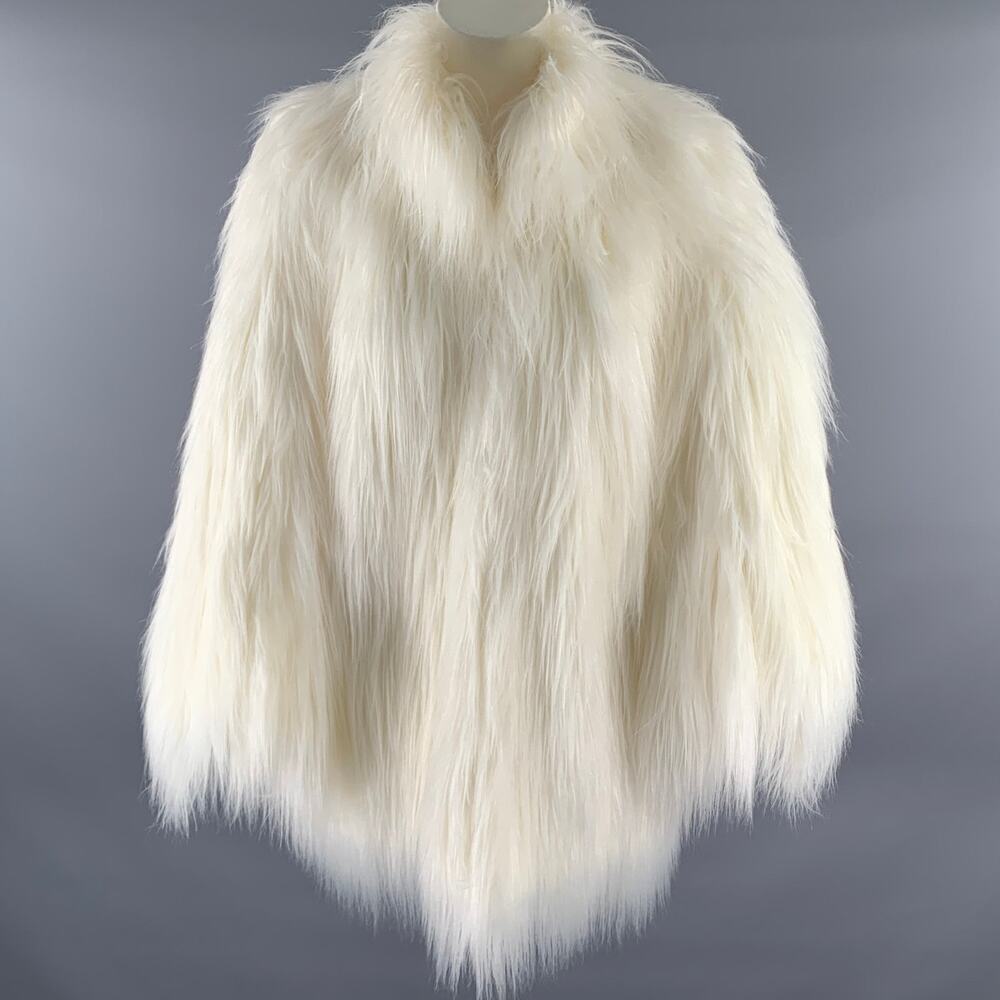 HOUSE OF FLUFF Size M White Acrylic Blend Faux Fur Coat